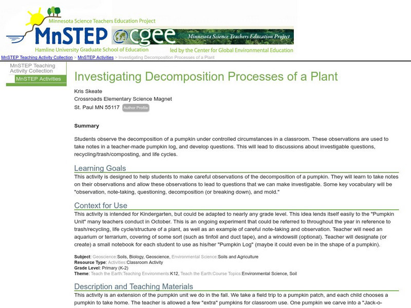 Serc: Investigating Decomposition Processes of a Plant Lesson Plan Serc: Investigating Decomposition Processes of a Plant Lesson Plan