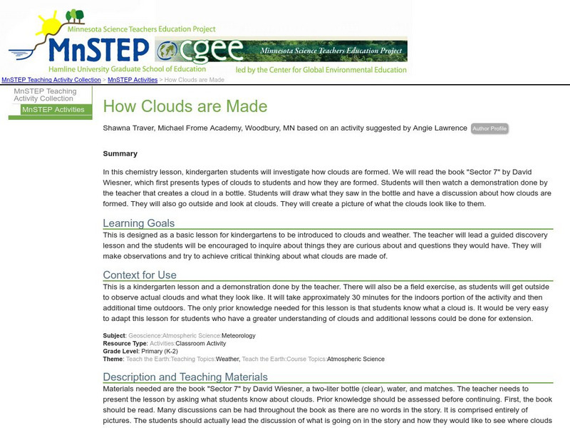 Serc: How Clouds Are Made Lesson Plan Serc: How Clouds Are Made Lesson Plan