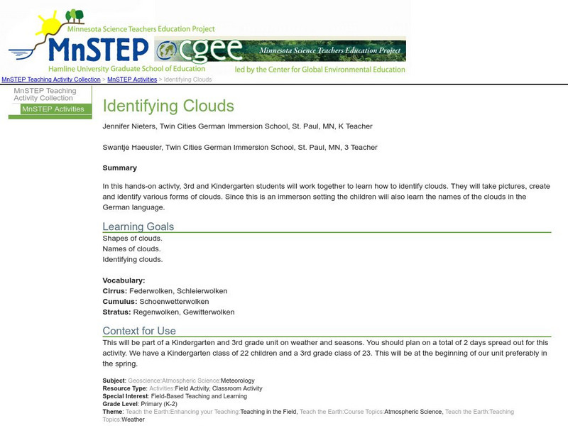 Serc: Identifying Clouds Lesson Plan