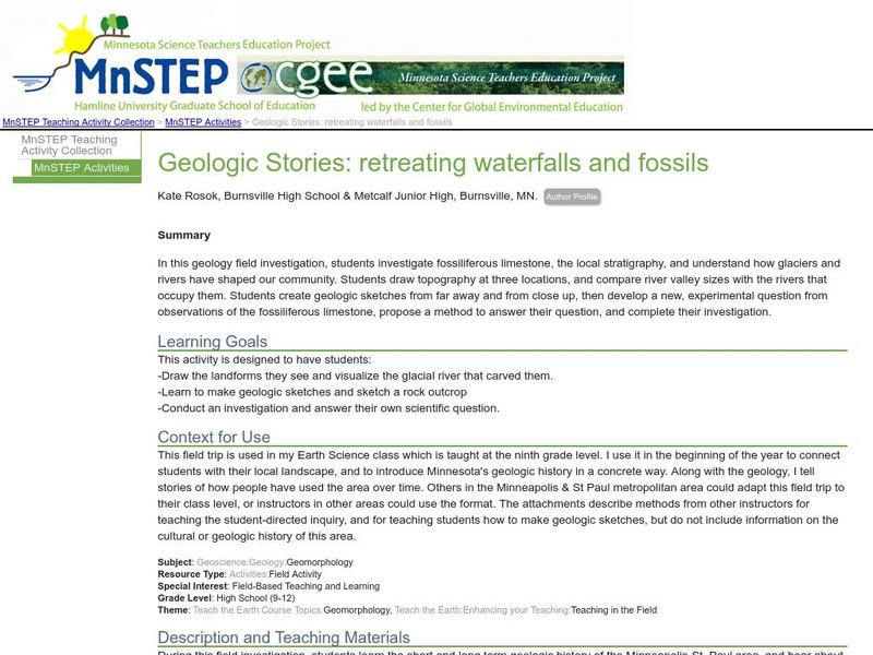 Serc: Geologic Stories: Retreating Waterfalls and Fossils Lesson Plan Serc: Geologic Stories: Retreating Waterfalls and Fossils Lesson Plan