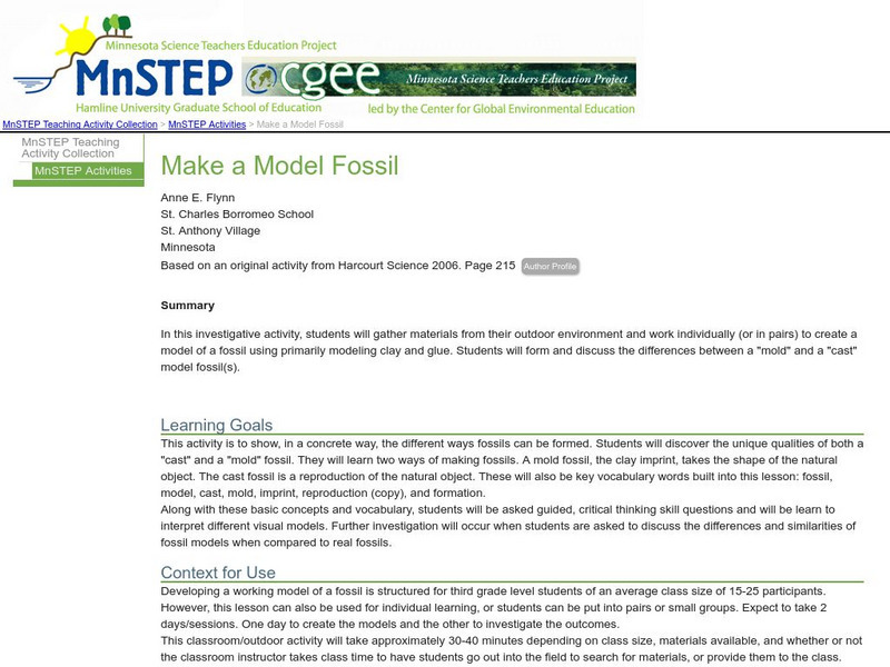 Serc: Make a Model Fossil Lesson Plan Serc: Make a Model Fossil Lesson Plan