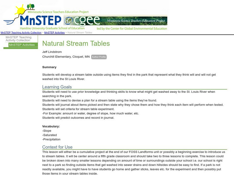 Serc: Natural Stream Tables Lesson Plan