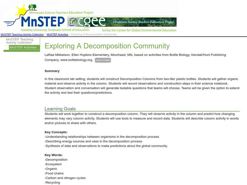 Serc: Exploring a Decomposition Community Lesson Plan Serc: Exploring a Decomposition Community Lesson Plan