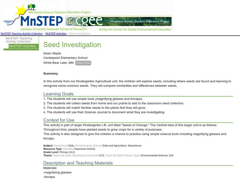 Serc: Mn Step: Seed Investigation Lesson Plan