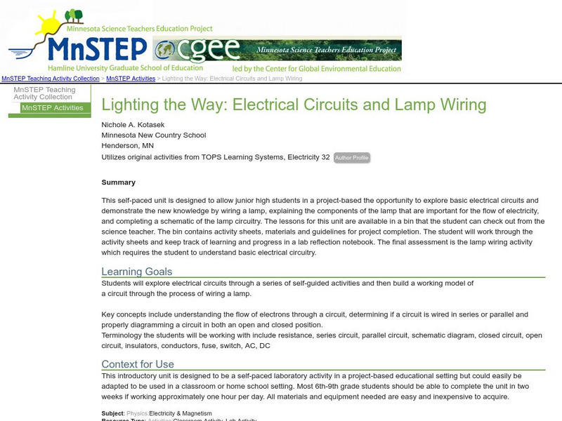 Serc: Lighting the Way: Electrical Circuits and Lamp Wiring Lesson Plan