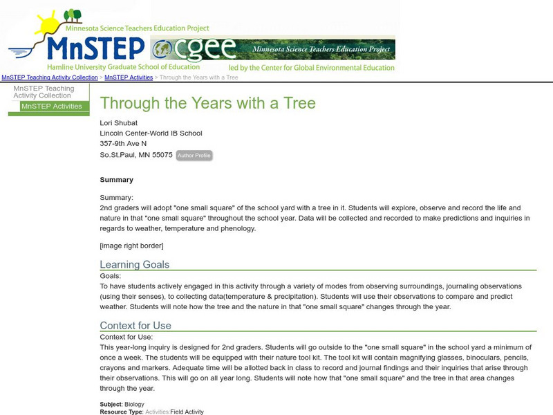 Serc: Through the Years With a Tree Lesson Plan Serc: Through the Years With a Tree Lesson Plan