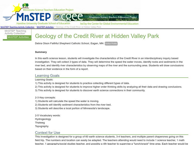 Serc: Geology of the Credit River at Hidden Valley Park Lesson Plan Serc: Geology of the Credit River at Hidden Valley Park Lesson Plan