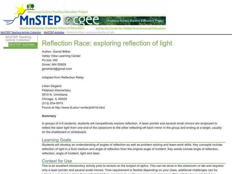 Serc: Mn Step: Reflection Race: Exploring Reflection of Light Lesson Plan