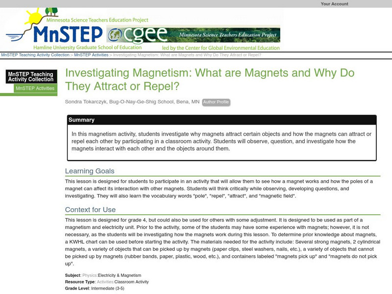 Serc: Investigating Magnetism: What Are Magnets and Why Do They Attract or Repel Lesson Plan Serc: Investigating Magnetism: What Are Magnets and Why Do They Attract or Repel Lesson Plan