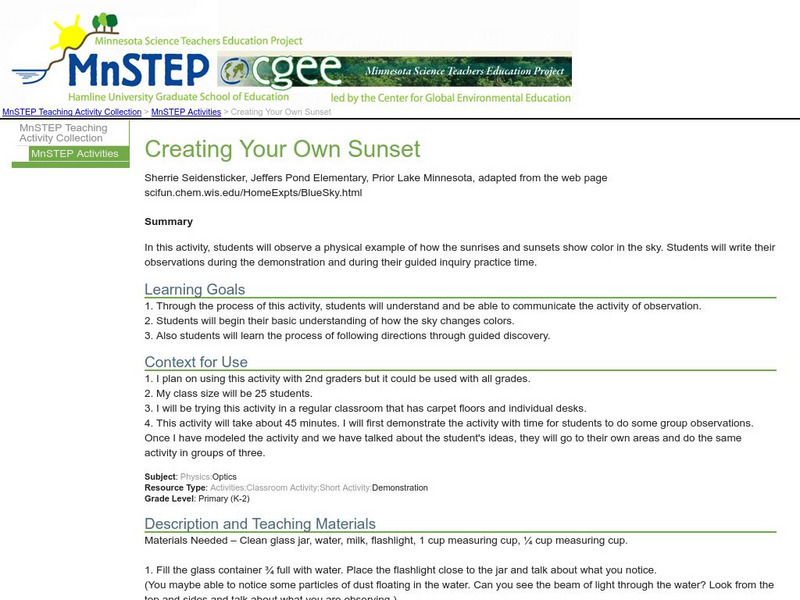 Serc: Creating Your Own Sunset Lesson Plan