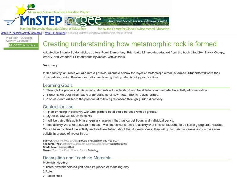 Serc: Creating Understanding How Metamorphic Rock Is Formed Lesson Plan Serc: Creating Understanding How Metamorphic Rock Is Formed Lesson Plan