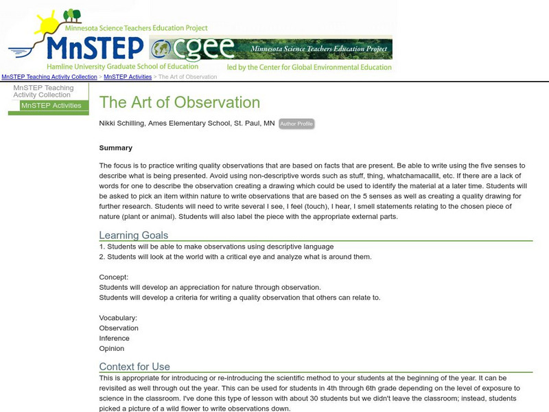 Serc: Mn Step: The Art of Observation Lesson Plan Serc: Mn Step: The Art of Observation Lesson Plan
