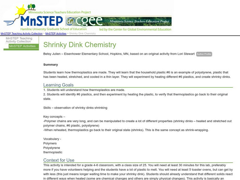 Serc: Mn Step: Shrinky Dink Chemistry Lesson Plan Serc: Mn Step: Shrinky Dink Chemistry Lesson Plan