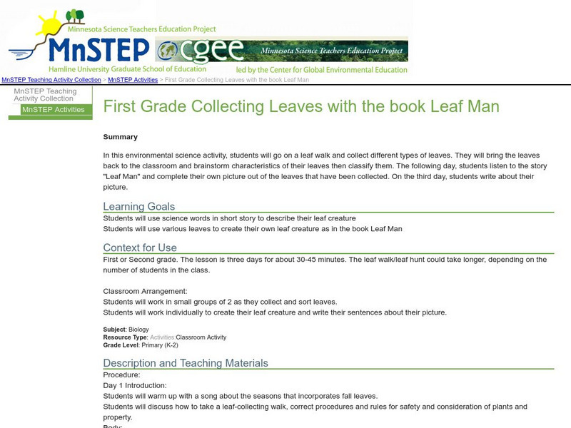 Serc: First Grade Collecting Leaves With the Book Leaf Man Lesson Plan Serc: First Grade Collecting Leaves With the Book Leaf Man Lesson Plan