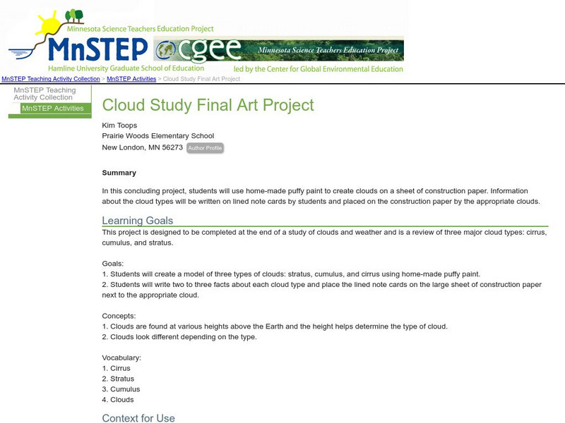 Serc: Cloud Study Final Art Project Lesson Plan Serc: Cloud Study Final Art Project Lesson Plan