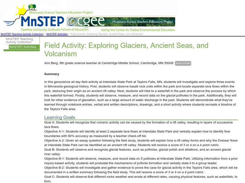 Serc: Field Activity: Exploring Glaciers, Ancient Seas, and Volcanism Lesson Plan Serc: Field Activity: Exploring Glaciers, Ancient Seas, and Volcanism Lesson Plan