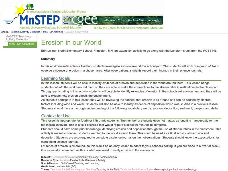 Serc: Erosion in Our World Lesson Plan Serc: Erosion in Our World Lesson Plan