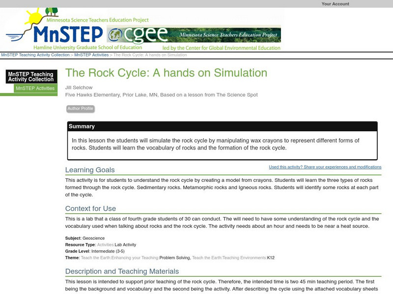 Serc: The Rock Cycle: A Hands on Simulation Lesson Plan Serc: The Rock Cycle: A Hands on Simulation Lesson Plan