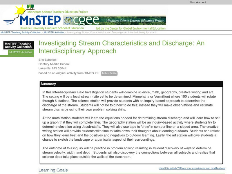 Serc: Investigating Stream Char and Discharge: Interdisciplinary Approach Lesson Plan Serc: Investigating Stream Char and Discharge: Interdisciplinary Approach Lesson Plan