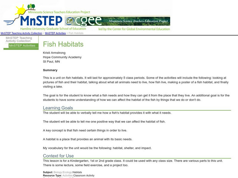 Serc: Fish Habitats Lesson Plan