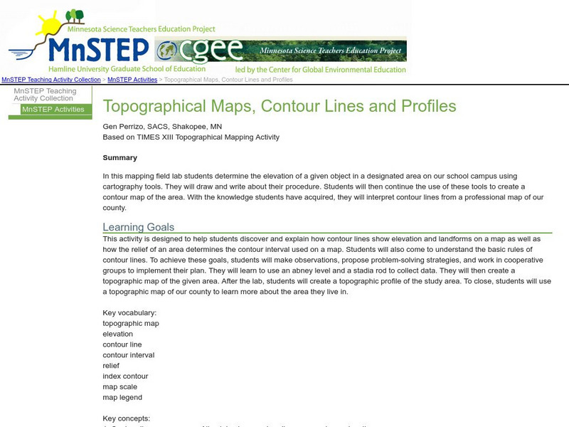 Serc: Topographical Maps, Contour Lines and Profiles Lesson Plan Serc: Topographical Maps, Contour Lines and Profiles Lesson Plan