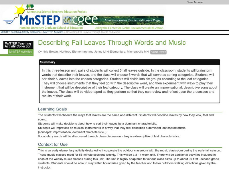Serc: Describing Fall Leaves Through Words and Music Lesson Plan Serc: Describing Fall Leaves Through Words and Music Lesson Plan