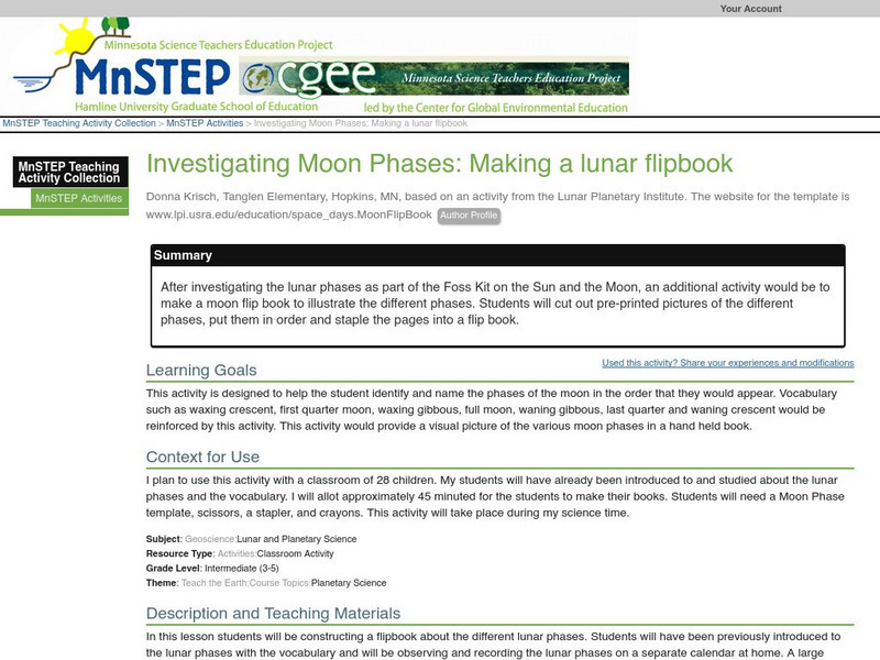 Serc: Investigating Moon Phases: Making a Lunar Flipbook Lesson Plan Serc: Investigating Moon Phases: Making a Lunar Flipbook Lesson Plan