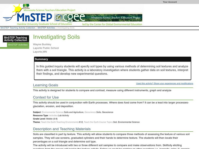 Serc: Investigating Soils Lesson Plan