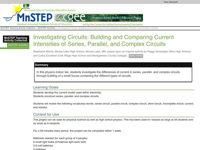 Serc: Comparing Current Intensities of Series, Parallel, and Complex Circuits Lesson Plan Serc: Comparing Current Intensities of Series, Parallel, and Complex Circuits Lesson Plan