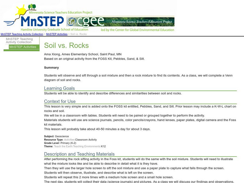 Serc: Soil vs. Rocks Activity Serc: Soil vs. Rocks Activity