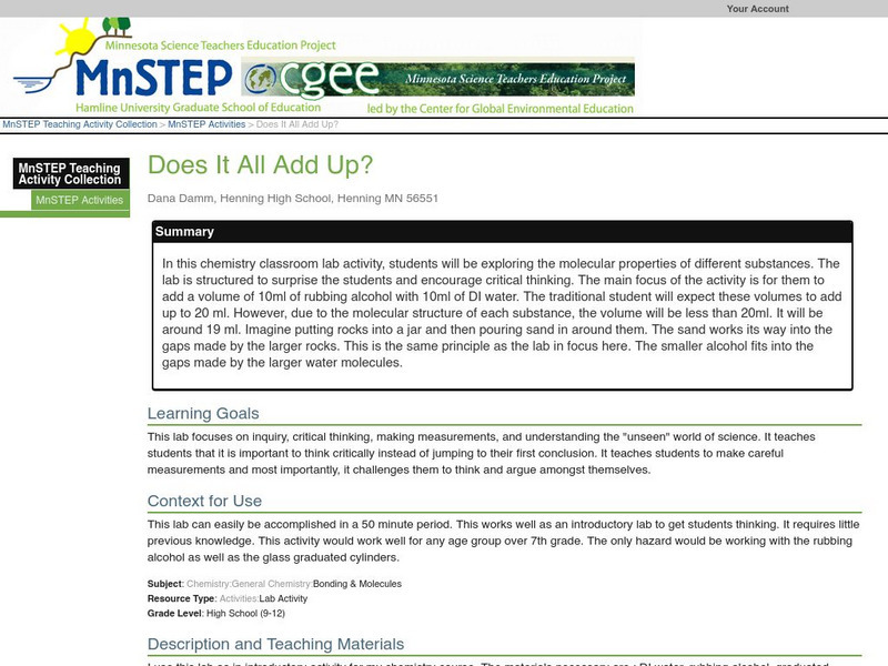 Serc: Does It All Add Up? Lesson Plan Serc: Does It All Add Up? Lesson Plan
