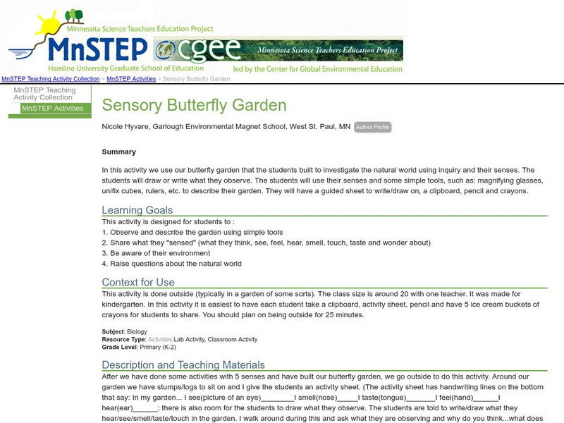 Serc: Mn Step: Sensory Butterfly Garden Lesson Plan Serc: Mn Step: Sensory Butterfly Garden Lesson Plan