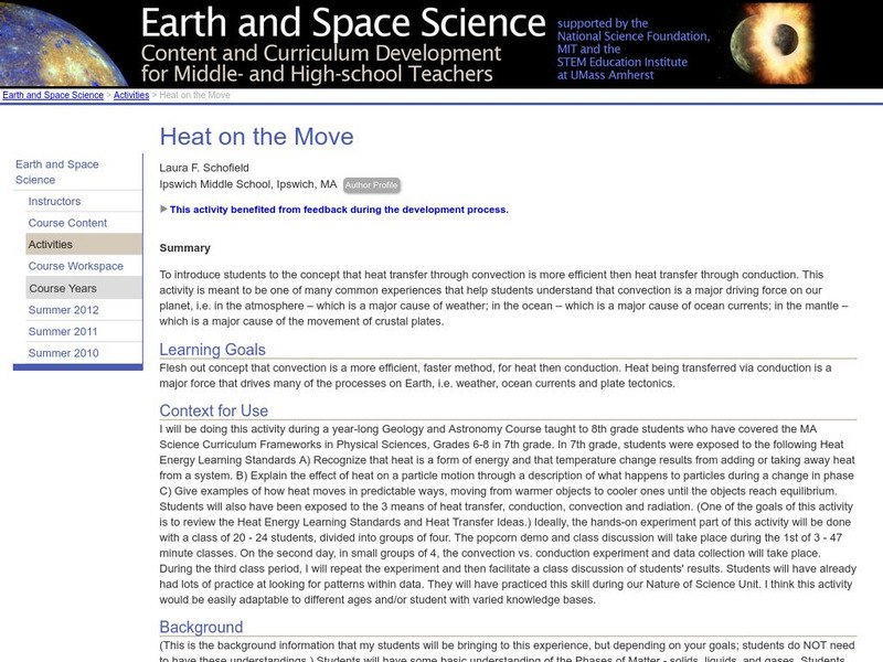 Serc: Heat on the Move Lesson Plan Serc: Heat on the Move Lesson Plan