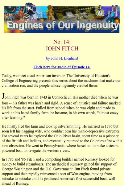 University of Houston: Engines of Our Ingenuity: No. 14: John Fitch Audio