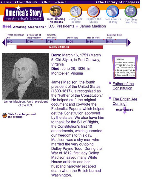Loc: America's Story: James Madison Handout Loc: America's Story: James Madison Handout