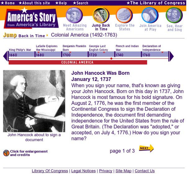 Loc: America's Story: John Hancock Handout Loc: America's Story: John Hancock Handout
