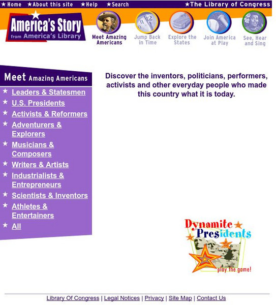 Loc: America's Story: Amazing Americans Website Loc: America's Story: Amazing Americans Website
