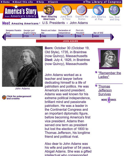 Loc: America's Story: John Adams Handout Loc: America's Story: John Adams Handout