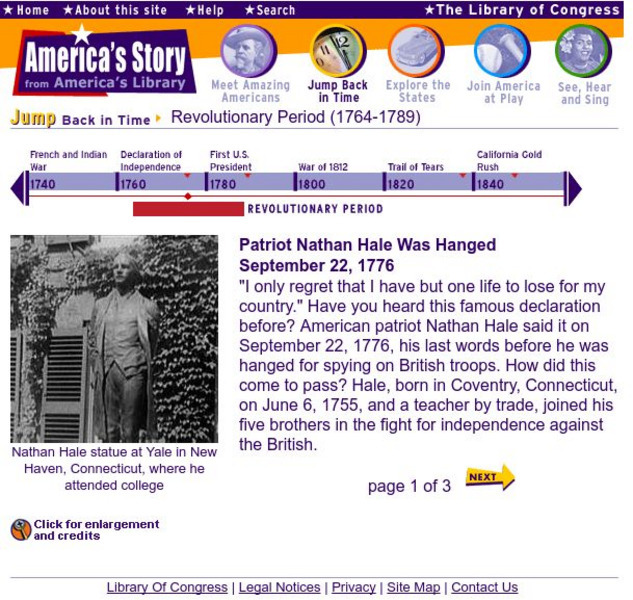 Loc: Patriot Nathan Hale Was Hanged Activity