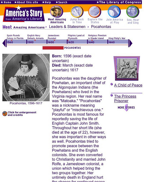 Loc: America's Story: Pocahontas Activity Loc: America's Story: Pocahontas Activity