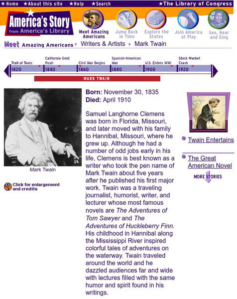 Loc: America's Story: Mark Twain Activity Loc: America's Story: Mark Twain Activity
