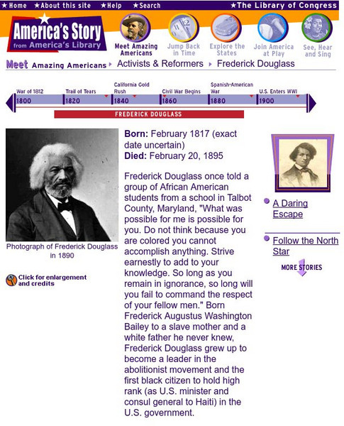 Loc: America's Story: Frederick Douglass Handout Loc: America's Story: Frederick Douglass Handout