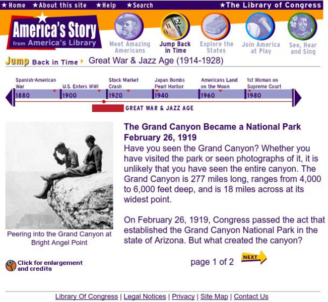 Loc: America's Story: Grand Canyon Became a National Park Handout Loc: America's Story: Grand Canyon Became a National Park Handout