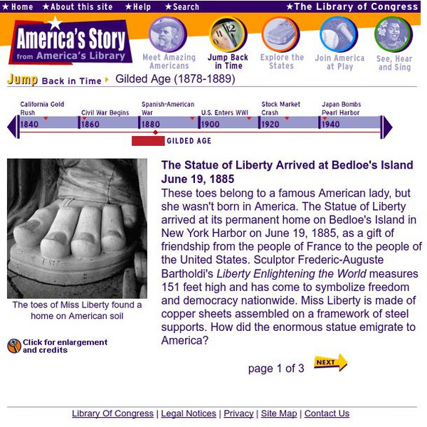 Loc: America's Story: The Statue of Liberty Arrived in Ny Handout Loc: America's Story: The Statue of Liberty Arrived in Ny Handout