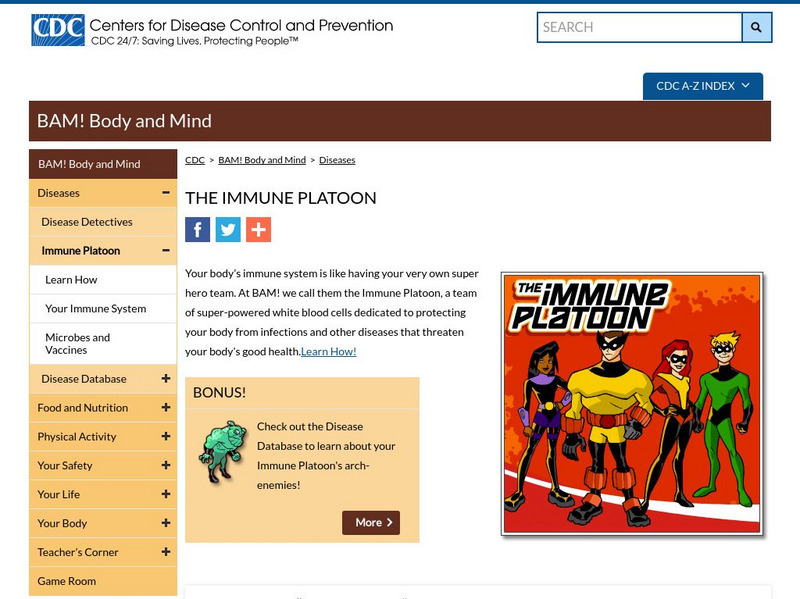 Centers for Disease Control: Bam! Body and Mind: Immune Platoon Activity Centers for Disease Control: Bam! Body and Mind: Immune Platoon Activity
