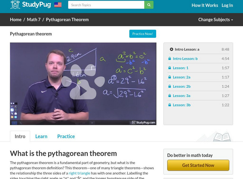 Study Pug: Pythagorean Theorem Instructional Video Study Pug: Pythagorean Theorem Instructional Video