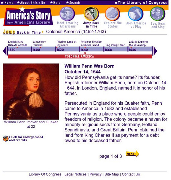 Loc: America's Story: William Penn Activity Loc: America's Story: William Penn Activity