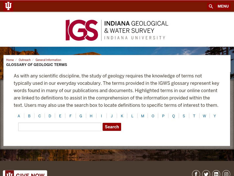Indiana University Bloomington: Glossary of Geologic Terms Handout Indiana University Bloomington: Glossary of Geologic Terms Handout