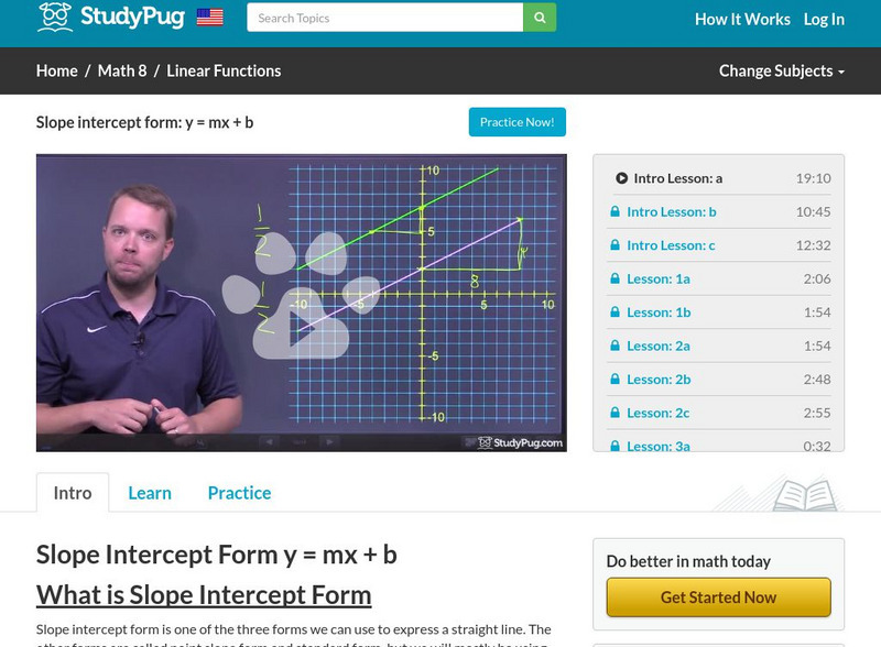 Study Pug: Slope Intercept Form Y = Mx + B Instructional Video Study Pug: Slope Intercept Form Y = Mx + B Instructional Video