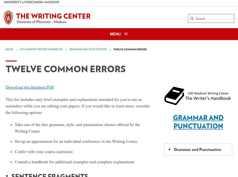 University of Wisconsin Madison: Writing Center: Editing Checklist Handout University of Wisconsin Madison: Writing Center: Editing Checklist Handout